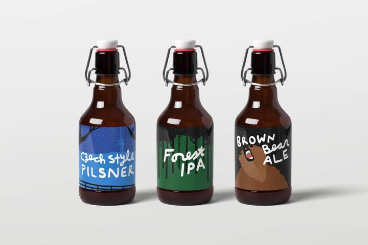 Mockup of illustrated beer labels
